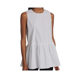 Lafayette 148 New York Latham Peplum Top White Size Small